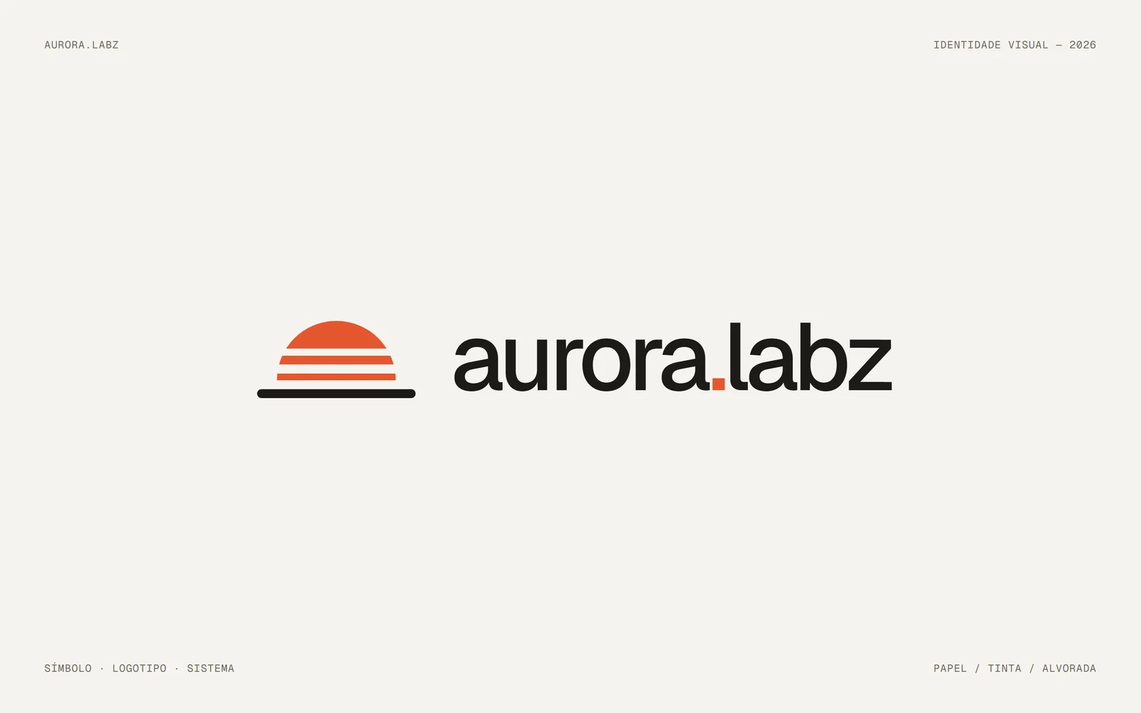 Logotipo da Aurora Labz: um sol laranja nascendo sobre uma linha de horizonte