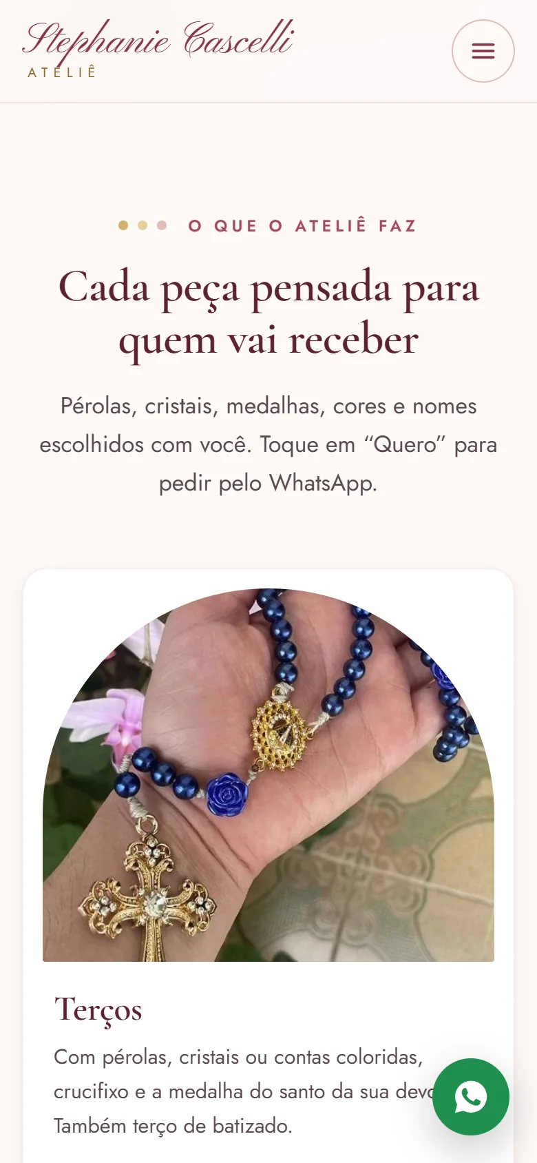 Peças do ateliê no celular